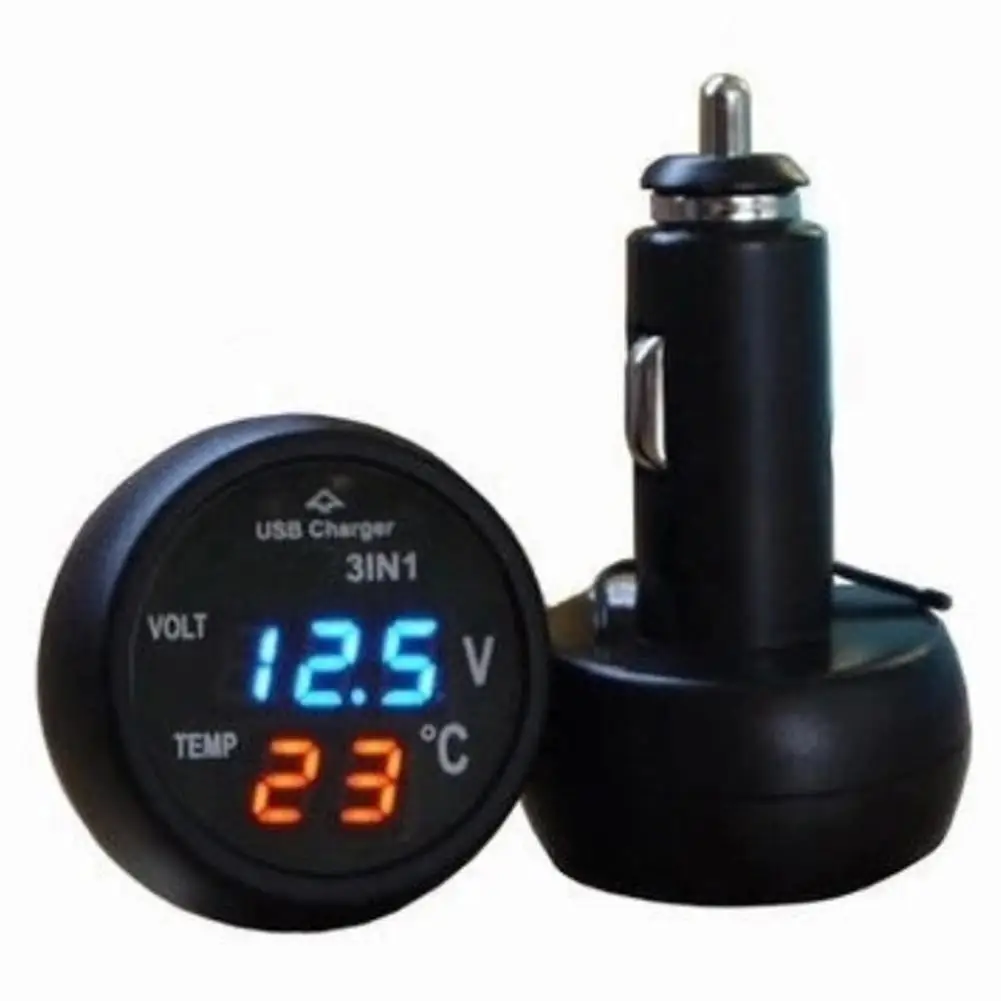 LanLan 3 in 1 Multi function Car USB Phone Charger Voltmeter
