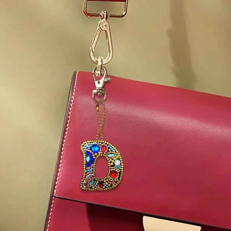 Стеклянный брелок для ключей, алмазная картина, буквы, женская сумка для девочек, брелок-подвеска, подарок 1,55