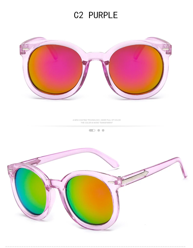 Новинка, солнцезащитные очки со стрелками, женские, Ретро стиль, с заклепками, круглые очки, прозрачные, многоцветные, топовые, солнцезащитные очки, gafas de sol mujer, UV400
