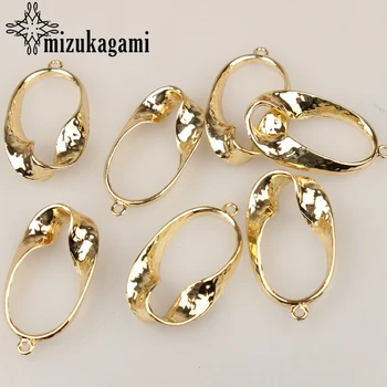 

6pcs/lot 42*23MM Zinc Alloy Gold Geometry Distorted Oval Hollow Charms Linker Connectors For DIY Earrings Jewelry Accessories