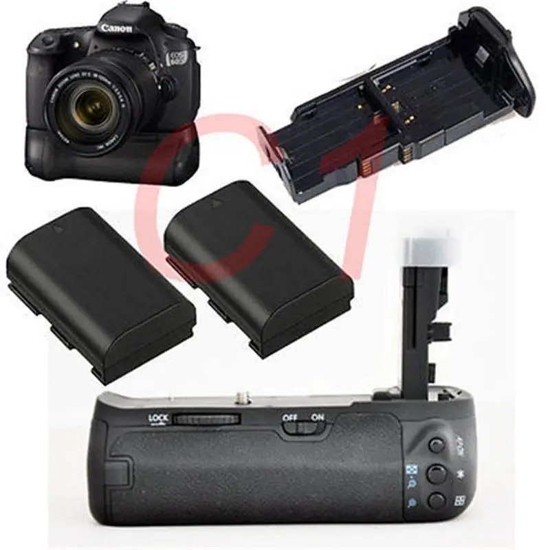 JINTU Camera Battery Grip Holder +2pcs LP-E6 Batteries +AA holder for Canon EOS 60D 60Da 60D-a Replacement BG-E9 JINTU Camera Battery Grip Holder +2pcs LP-E6 Batteries +AA holder for Canon EOS 60D 60Da 60D-a Replacement BG-E9