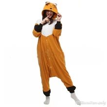 2017 Men Women Flannel Onesies Pajama Fox Siamese Pullover Cartoon Animal Play Homewear Winter Warm Nightgown Family Sleepshirt
