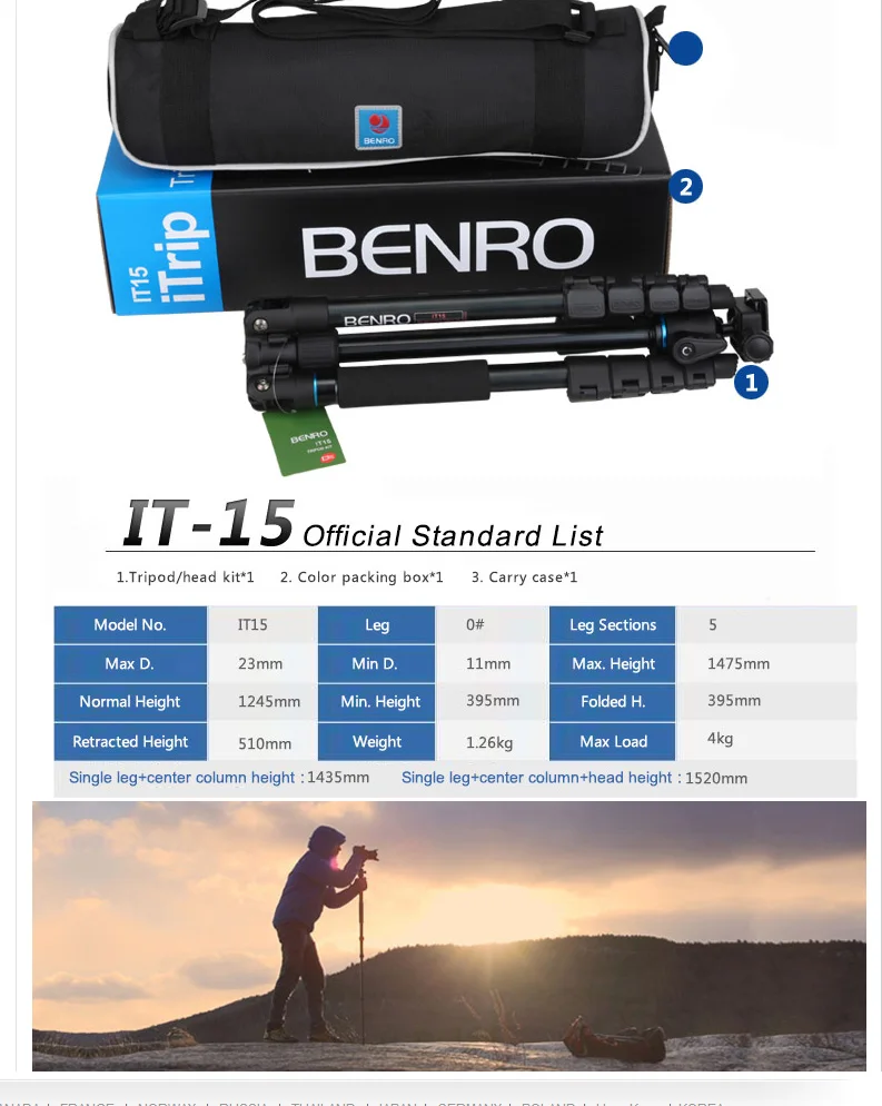 BENRO IT25 Профессиональный штатив для зеркальной фотокамеры портативный цифровой быстрое releaseg аксессуары с максимальной нагрузкой 6 кг