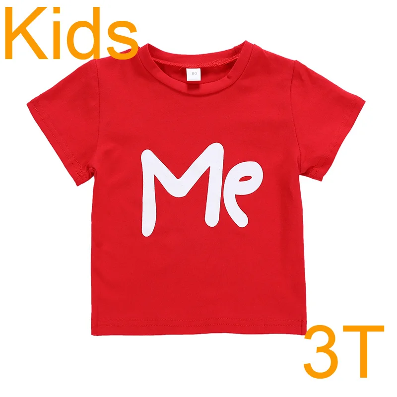 KIDS 3T SOSOCOER/Семейные Комплекты Одежда «Мама и я» Футболки для всей семьи одинаковые Комплекты Одежда для папы, мамы и сына с надписью «Love me»; сезон лето - Цвет: KIDS 3T