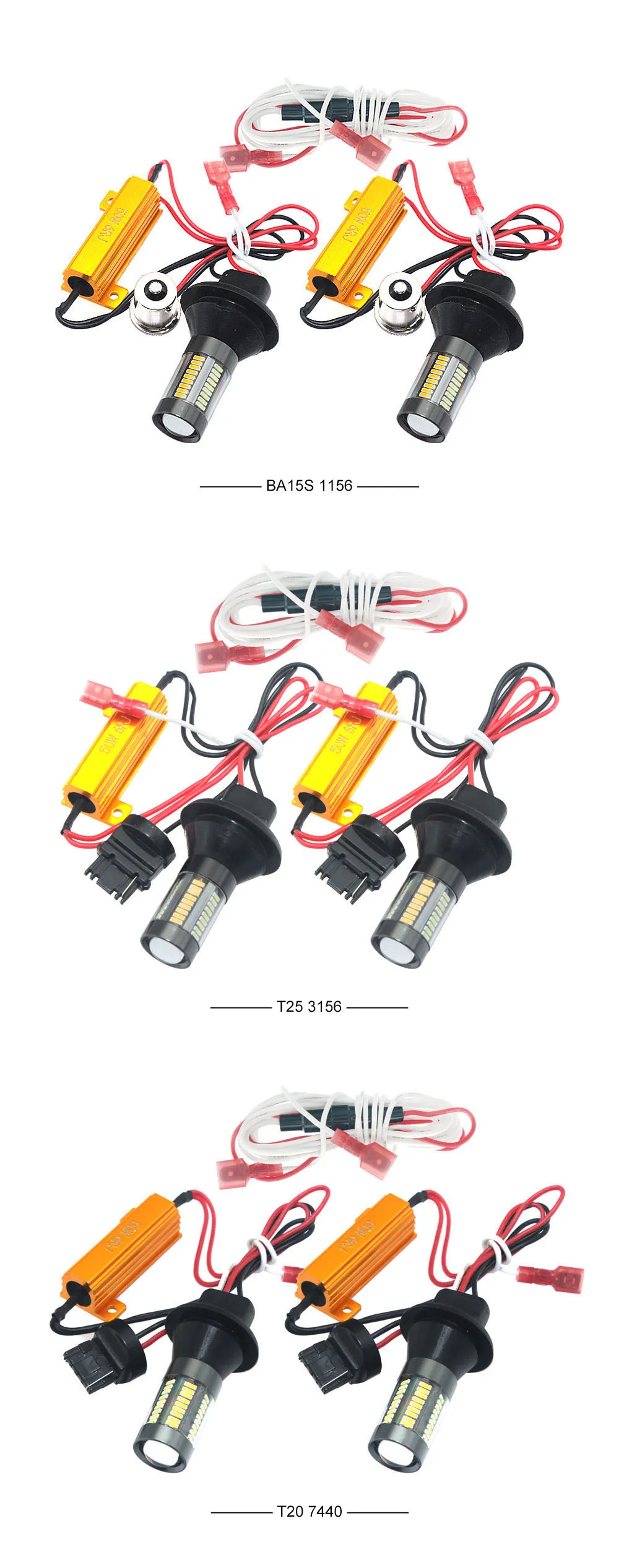 2 шт. 1156 BA15S T20 T25 светодиодный автомобиль сигнальная лампа 12V 4014 SMD 66 светодиодный s двойной Цвет светодиодный Авто проигрывания светильник дневного светильник