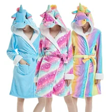 Зимние теплые фланелевые халаты для женщин мультфильм Единорог Ститч Панда Пижамы взрослых халат с капюшоном животных пижамы длинный халат