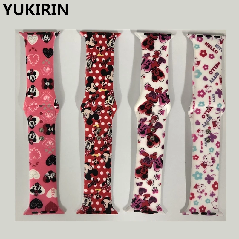 

YUKIRIN Cartoon Mickey Silicone Sport Band For Apple Watch Series 4 3 2 1 Wrist Strap for iWatch 38 42mm 40 44mm S/M M/L
