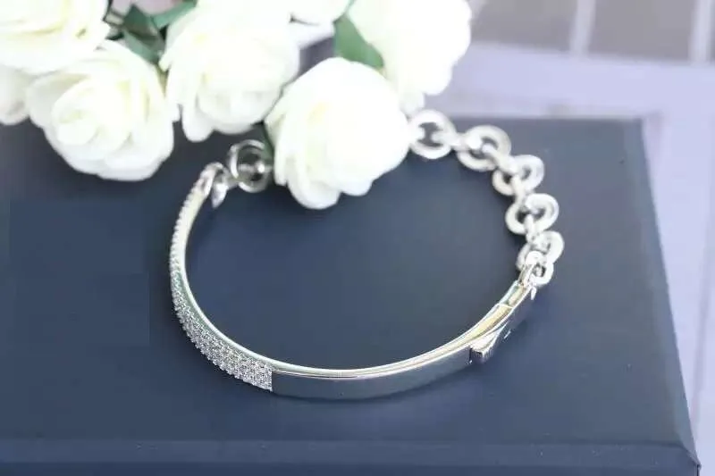 Роскошные 925 стерлингового серебра AAA цирконовая цепочка браслет A* M дизайн для женщин подарок Свадебная вечеринка ювелирные изделия