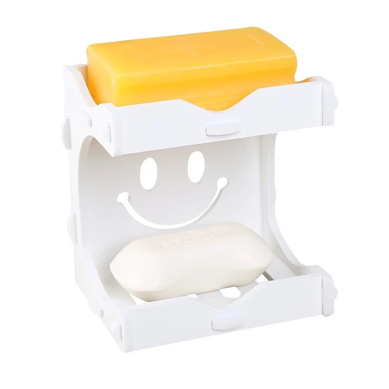 

Bathroom Storage Racks Soap Dish Organizer White Double Soap Storage Holders Box Dishes Sundries Storage Racks