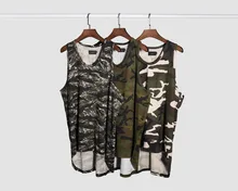 Military Camouflage Muscle Tee 2017 Summer Mens Elongated Silhouette Sleeveless Camo Tank Tops