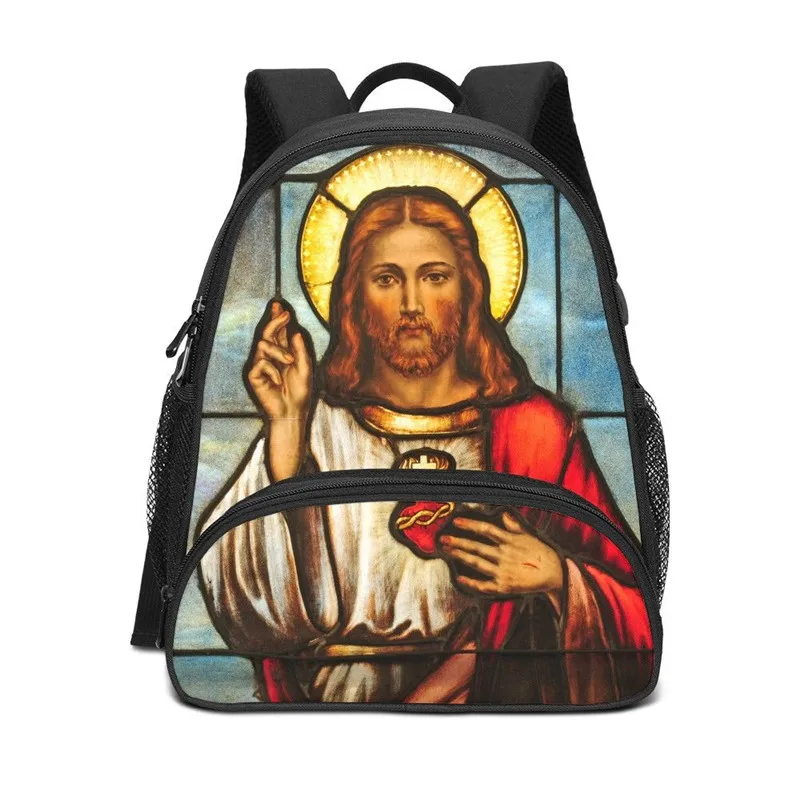 VEEVANV Mini Backpacks For Boys Girls Jesus Christianity 3D Printing