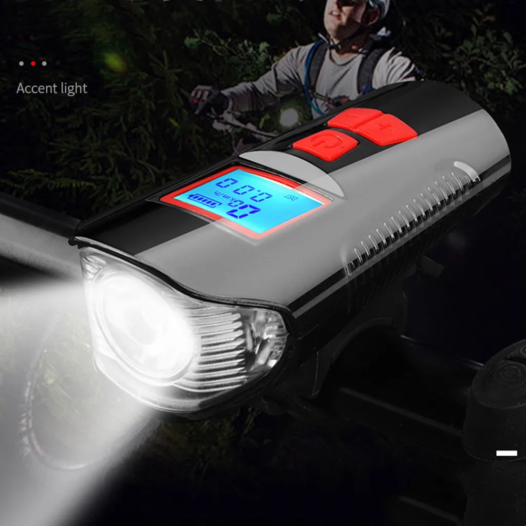 

USB Bicycle Light Lamp & Bike Computer 6 Mode Horn Flashlight Cycle Bike Speedometer Led Front Lights Cycling Headlight #5