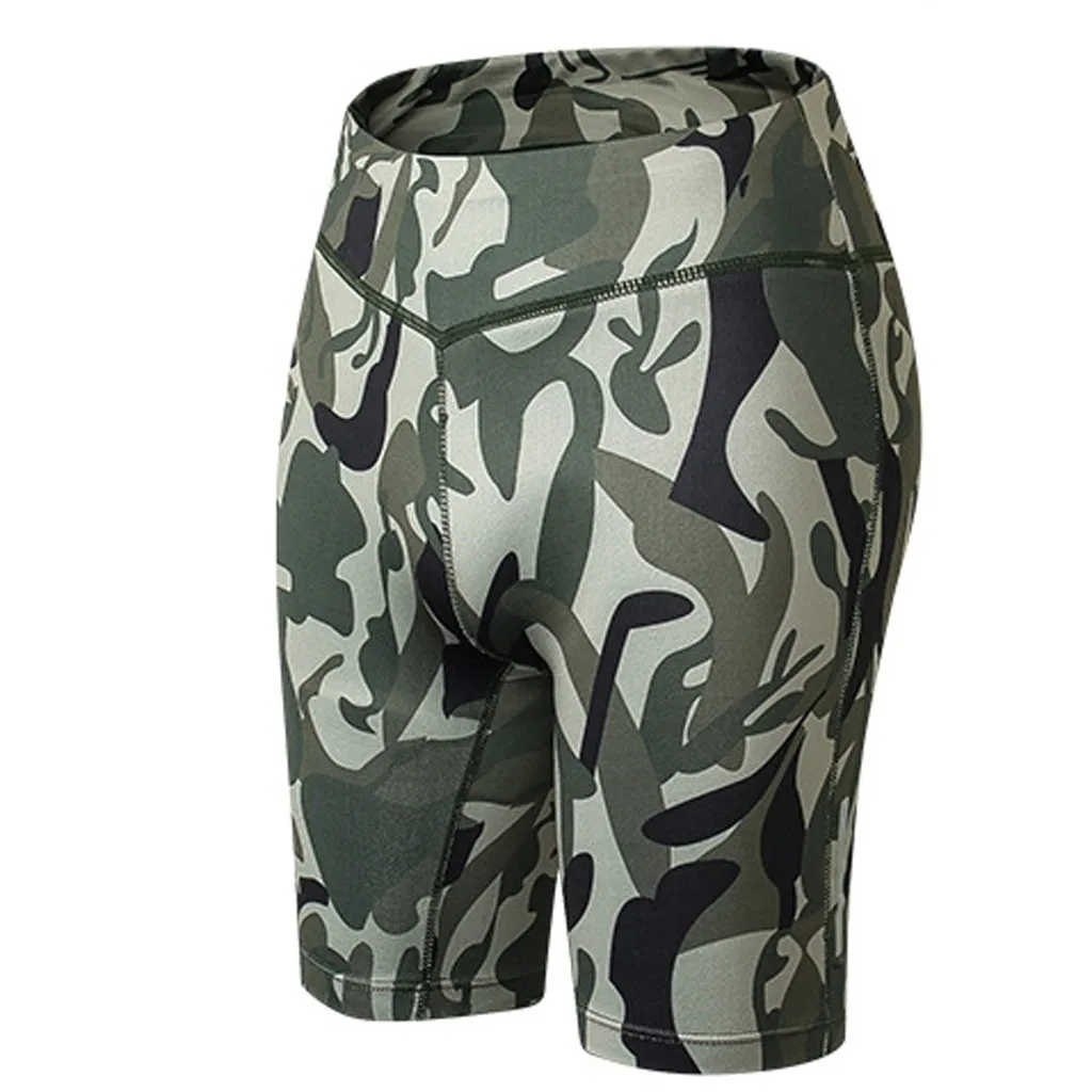 Army Green Женские компрессионные шорты для йоги, ночная Светоотражающая высокая талия, эластичные короткие женские облегающие, тонкие, для тренировок, короткие, Deportivo Mujer Juul - Цвет: Army Green