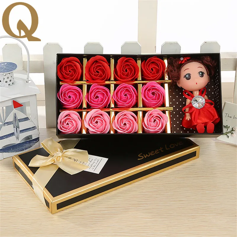 

12Pcs/Box Romantic Rose Soap Flower with Little Cute Bear Doll, Great for Valentine's Day Gifts/ Wedding Gift/birthday Gifts