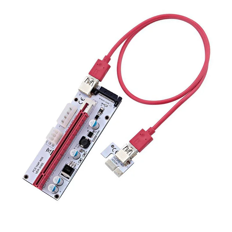 Hot Selling 6PCS 008S 3 In 1 PCIe PCI-E PCI Express Riser Card 1x To 16x USB 3.0 Data Cable For Bitcoin Mining BTC Graphics Card-3