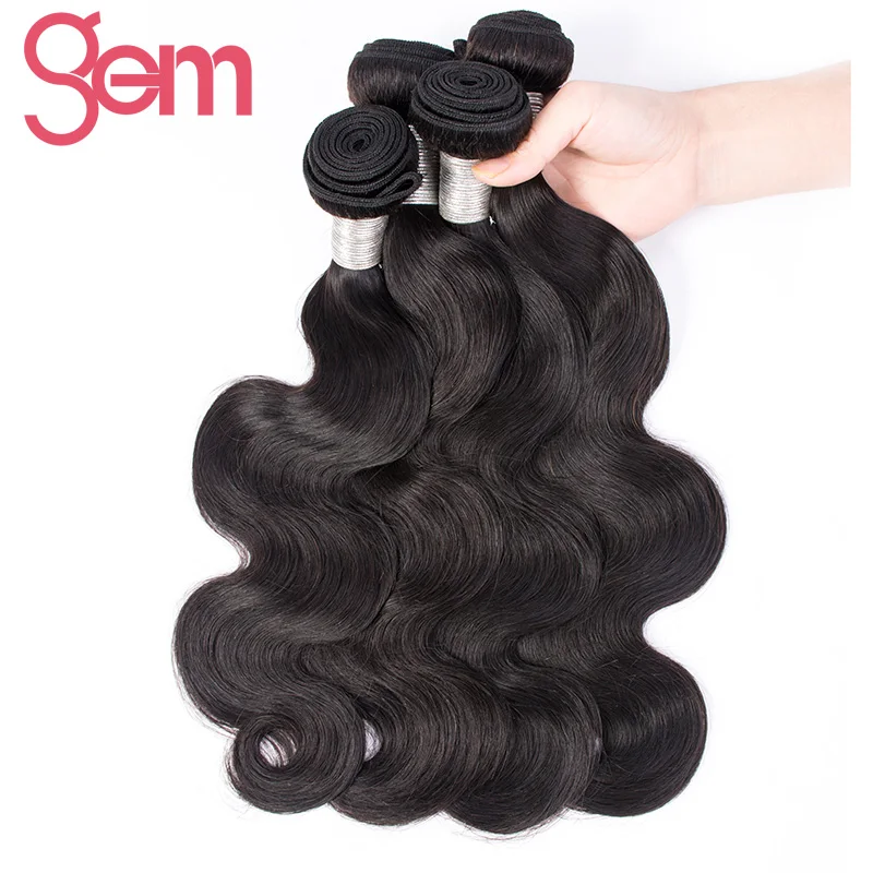 Indian Body Wave Hair 100% Human Hair Bundles Natural Color Can Be Dyed Remy Hair Extensions Gem Beauty Supply Hair Company body-wave