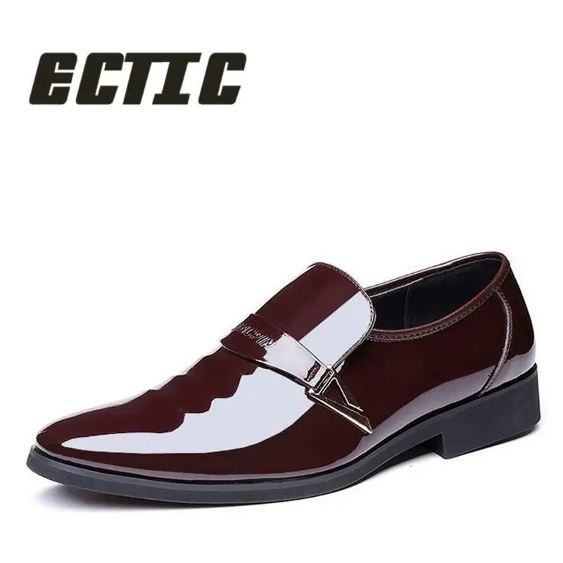 

ECTIC 2018 new arrive Mature Men Dress Leather Shoes white Wedding Shoes Fashion metal decoration Casual shoes big size DD-052