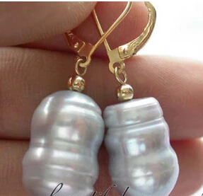 

xiuli 00498 rice gray screw freshwater pearl dangle earring