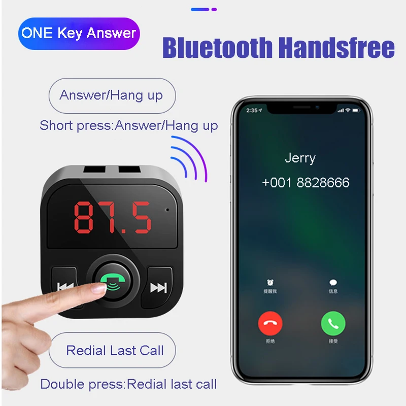 JINSERTA Автомобильный Bluetooth MP3 плеер FM передатчик Hands Free комплект беспроводной Bluetooth аудио адаптер TF Музыка двойной USB зарядное устройство