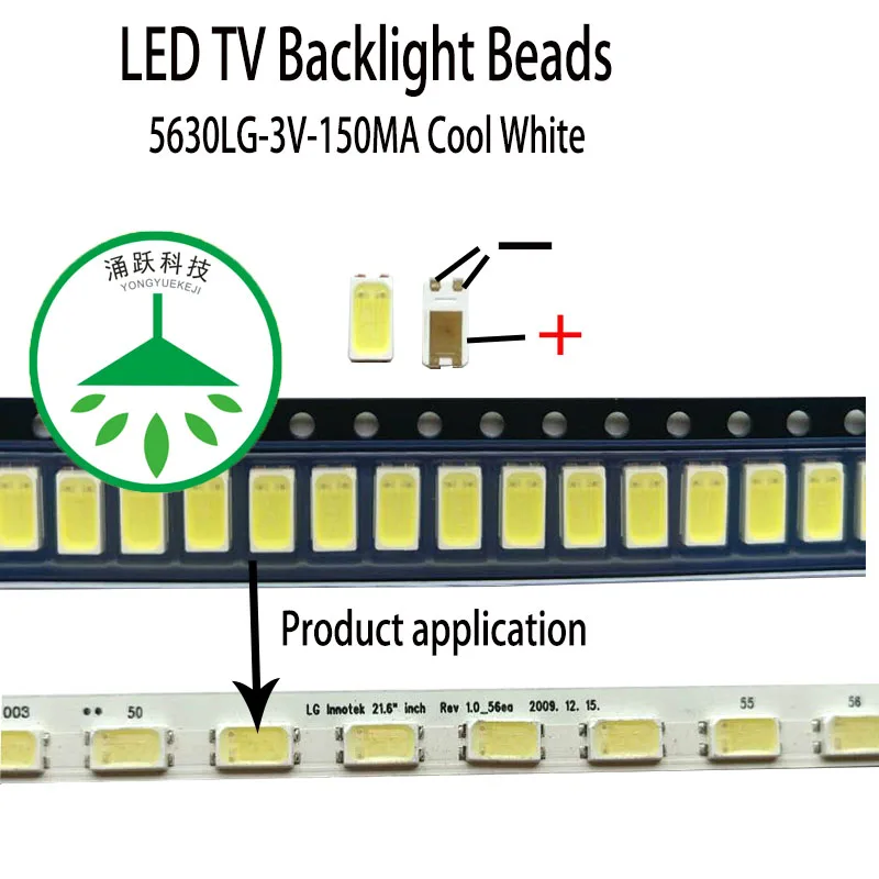 100Pcs/lot new 5630 3v 150ma lamp beads cool white for repair lg led lcd tv backlight light bar chip hot 20pcs 100pcs bit3368 b1t336b b1t3368 sop8 led backlight voltage driving chip integrated circuit