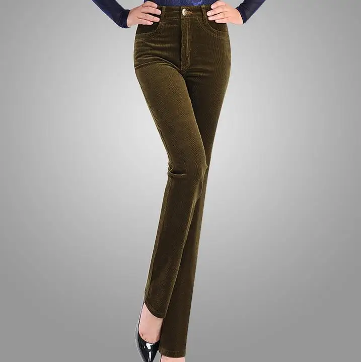 

2018 Spring Fashion Velvet High waist casual pants corduroy pants trousers straight trousers stretch Slim large size 7xl