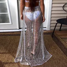 Очаровательные женские летние пляжные вечерние пикантные прозрачные юбки с блестками