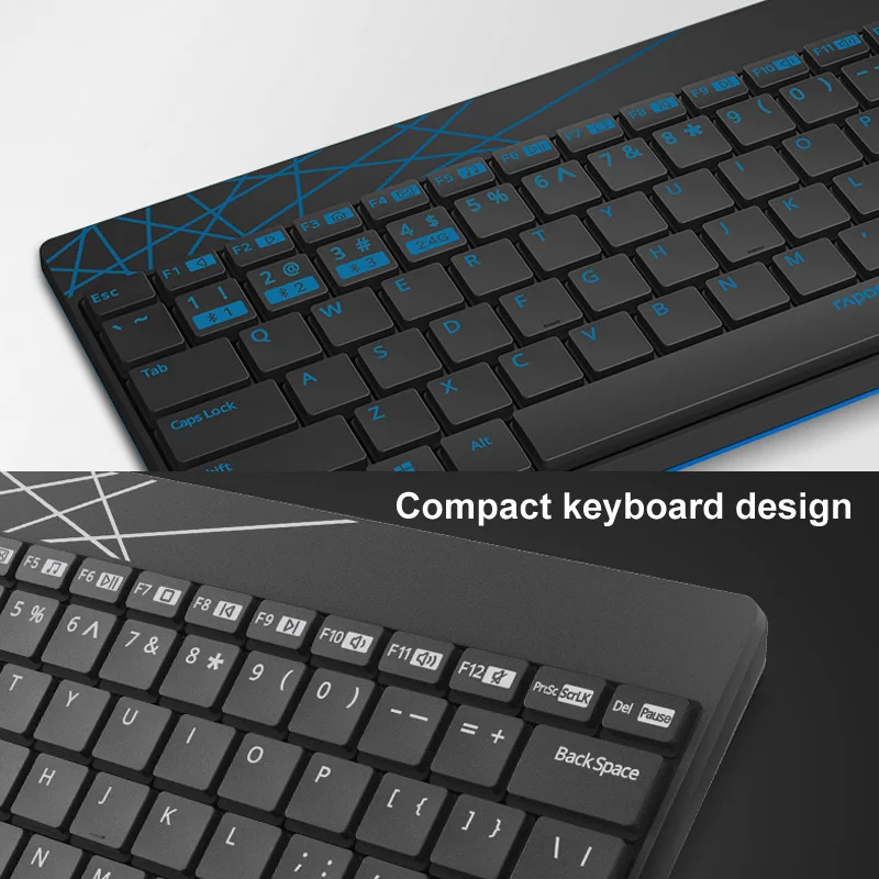 Rapoo 8000M Multi-mode Silent Wireless Keyboard Mouse Combo Switch Between Bluetooth & 2.4G Connect
