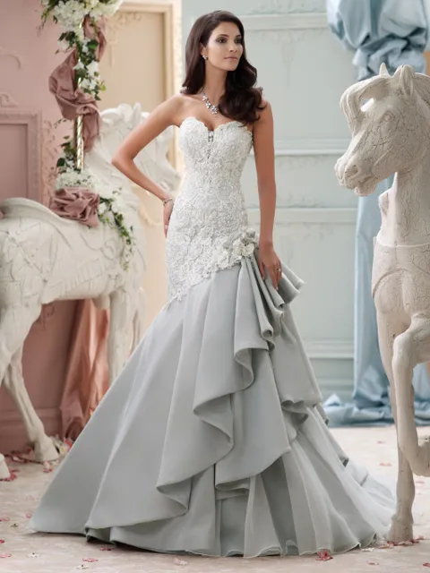 Asymmetrical Train Wedding Dress