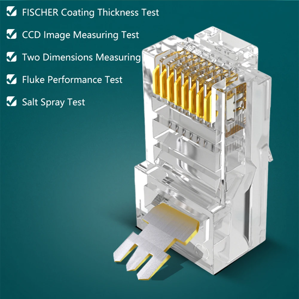 SAMZHE Cat6 RJ45 Modular Plug 8P8C Connector for Ethernet Cable Gold Plated 1Gbps CAT 6 Gigabit 4