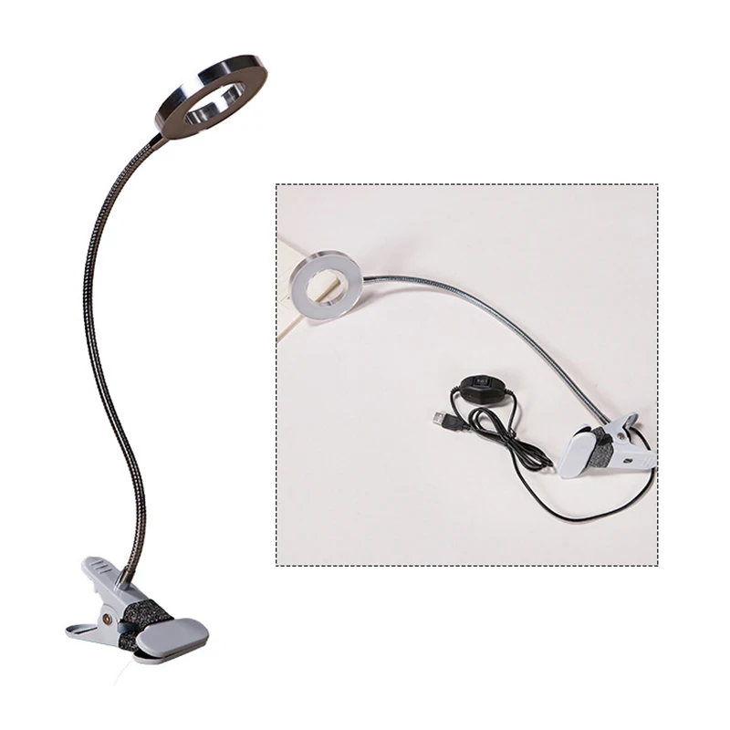 

Creative 2 in 1 Clip Table Lamp Design USB Adjustable Cold White Desk Light for Nail Art Beauty Makeup Fishing Light