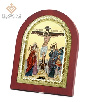 

High Quality Wood Crafts Byzanine Icon Saint Anthony the Great Plated Gold Silver Metal Frame Orthodox Church Religious pictures
