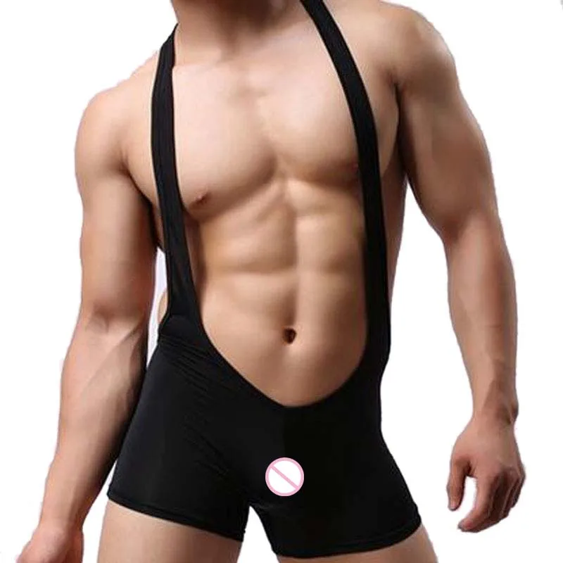 

Sexy Men's Singlet Body Building Transparent Exotic Ice Silk Wrestling Singlet Boxer Sexy Latex Suit Bikini One-Piece Bodysuits