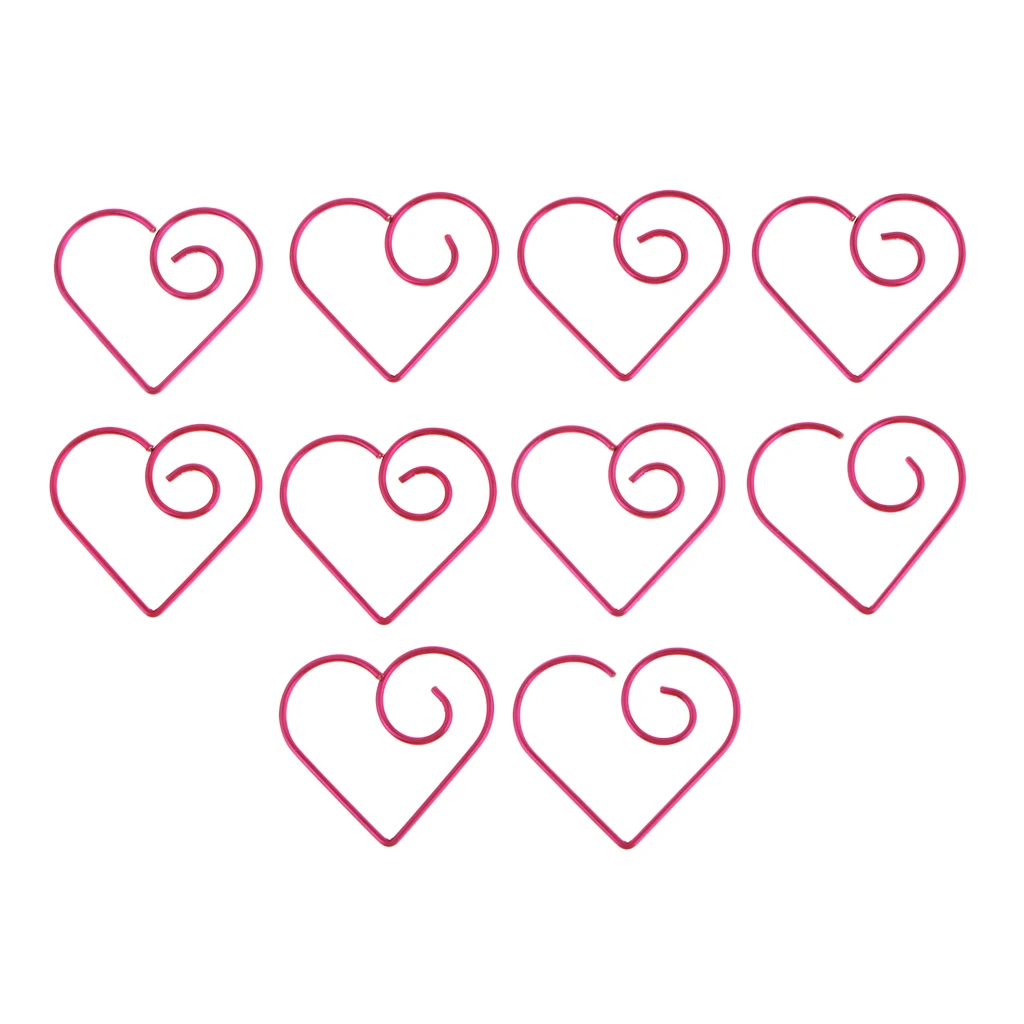 10pcs Love Heart Shape Paper Clips Suit For Book Marker /Documents Binder Clips /Office Organizer