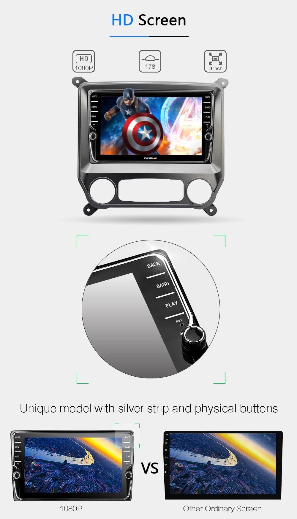Excellent Funrover 8 cores android 9.0 2 din car dvd player For Chevrolet Silverado 2014-2019 stereo multimedia radio gps navigation navi 5