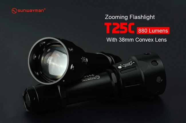 Новинка 2016 Sunwayman t25c Масштабирование тактический фонарик 880 люмен использовать
