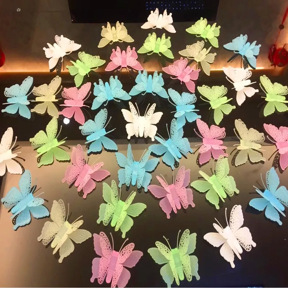 

Wall Stickers Butterfly Novelty Noctilucent Luminous Plastic Sticker Ceiling Decal Home wallstickers voor kinderkamer 601