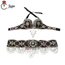 Dance Outfits Performance Belly Dance Beaded Costume Women Dance wear Belly Dancing Clothes Oriental 2 Pieces/set Bra and Belt 2018 performance belly dancing egyptian costumes oriental dace bra belt skirt belly dance 3pcs costume set