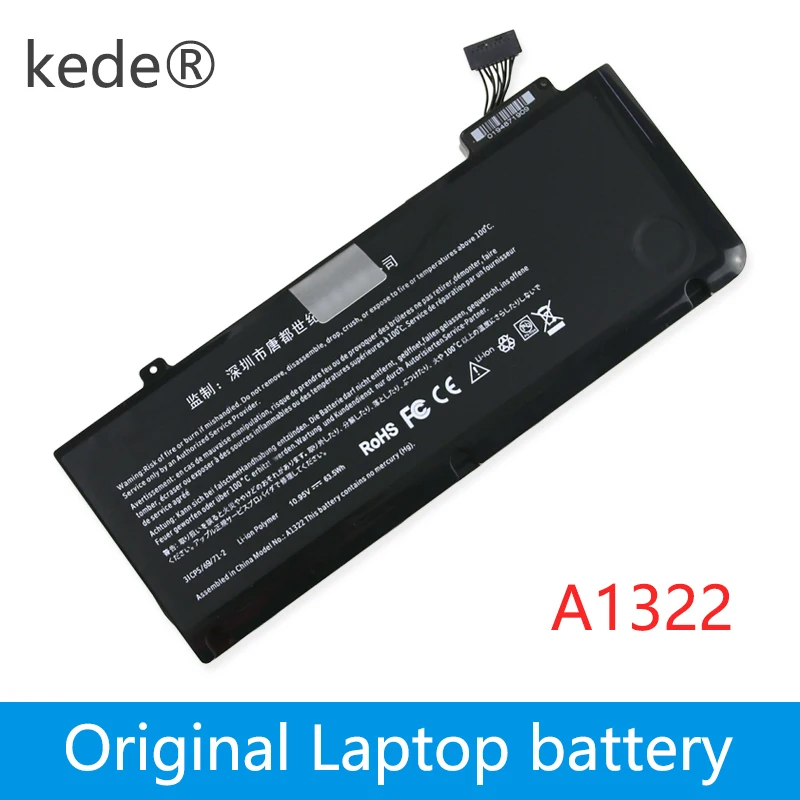 Аккумулятор kede 10 95 V 63.5Wh A1322 A1278 для ноутбука APPLE MacBook Pro 13 &quotA1278 2009 MC700 MC374 MB990 ( 2010 2011