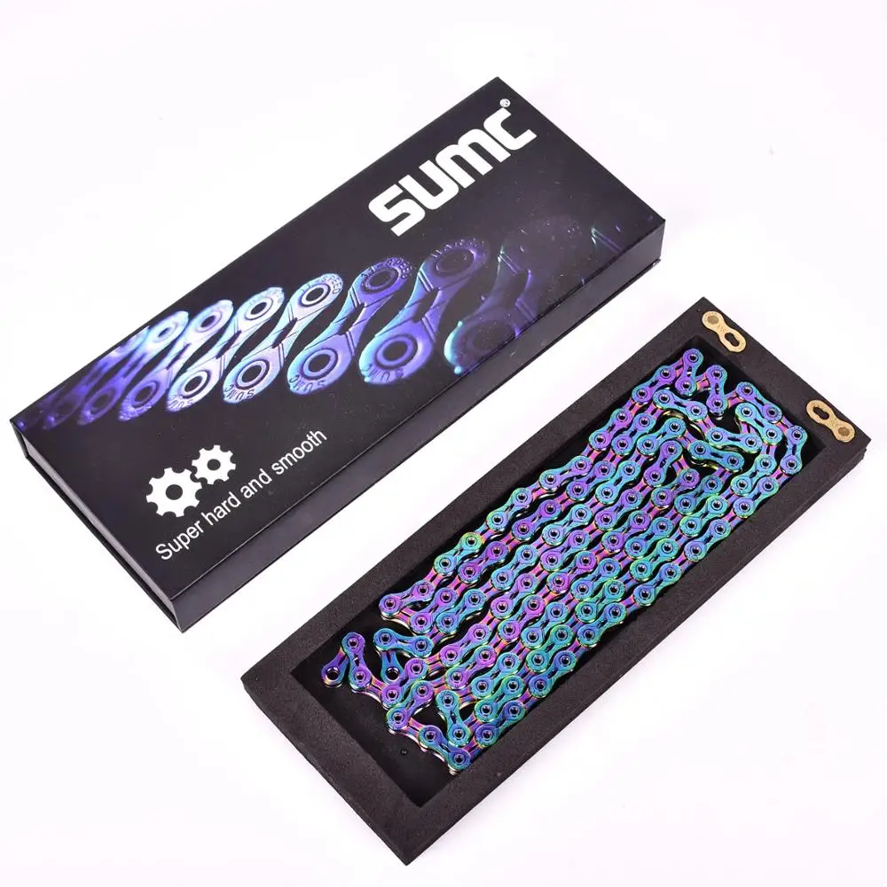 Bicycle chain Rainbow SUMC mountain bike road bike shifting chain 9 10 11 12 speed for M8000 M6000 M9100 M610 with missinglink - Цвет: SX10SL Rainbow