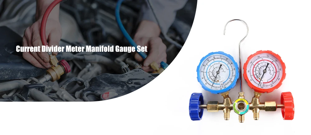 R22 R134 R404 R410 Current Divider Meter Set Manifold Gauge Durable Pressure Gauge Valve Air Condition Refrigeration Maintenance