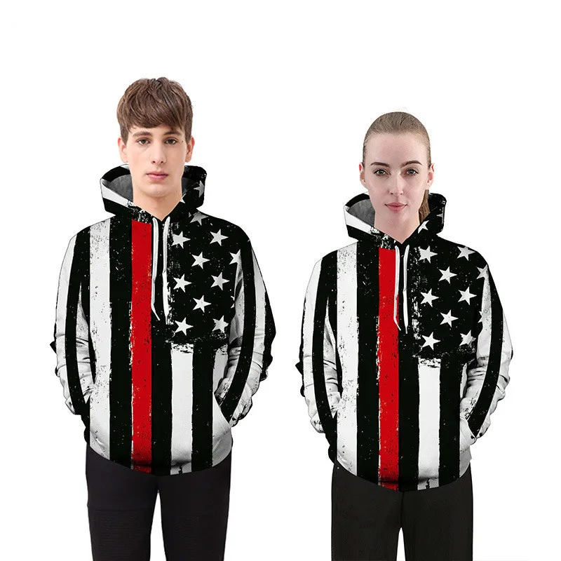 2018-Spring-New-Black-And-White-Vertical-Stripes-Hooded-3D-Printed-Sweatshirts-Tide-Brand-Couple-Hooded