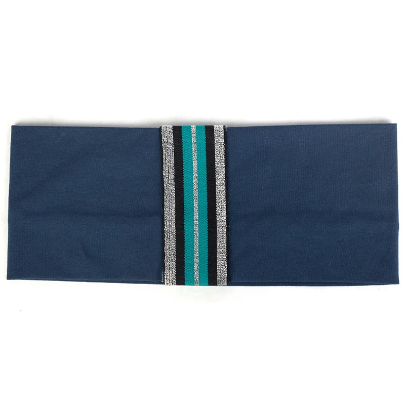 Silver Navy Geebro Женская повязка на голову из хлопка девушка аппликация золотого цвета аксессуары плоская эластичная повязка для волос для женщин Мода Тюрбан обертывания Богемия AZ002 - Цвет: Silver Navy