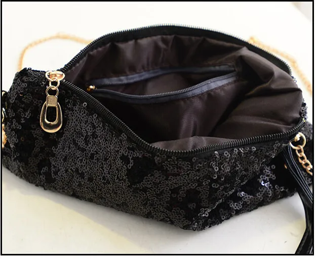 women Lady Sexy Zipper Handbag Tote Cool Lux Punk Sequin Bag Shoulder chain Bags 200g/pcs