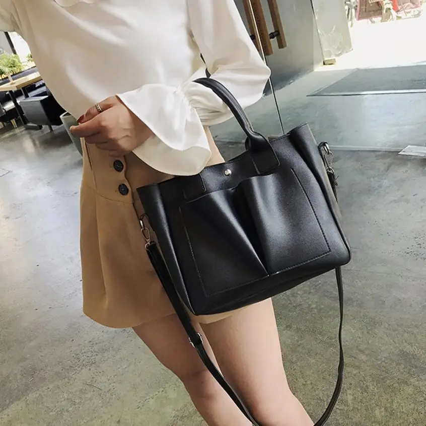 

2018 Fashion Female Leather Shoulder Bags Solid Women's Handbag Crossbody Messenger Bag Large Women's Bags bolsa feminina