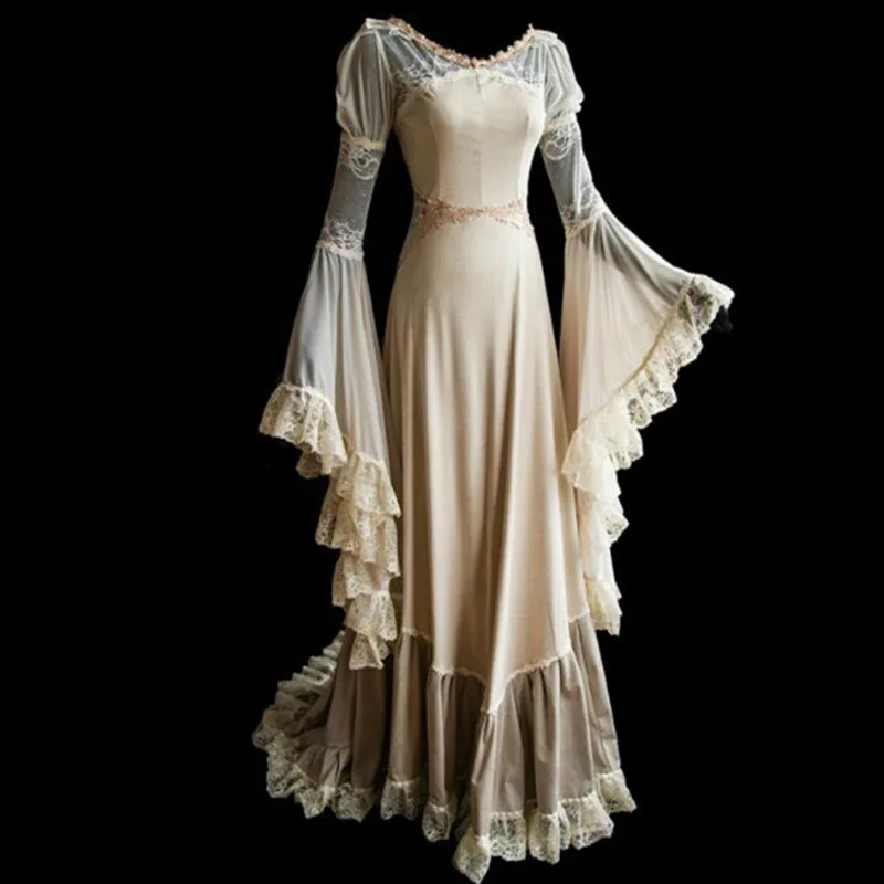 

2019 New Sexy Women Luxury 18th Century Medieval Style Floor Length Renaissance Princess Dress Cosplay Costume Maxi Dress S-2XL
