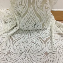 Белый цвет хороший дизайн супер качество H-1924 французский чистая кружевная ткань с блестками французское вышитое кружево