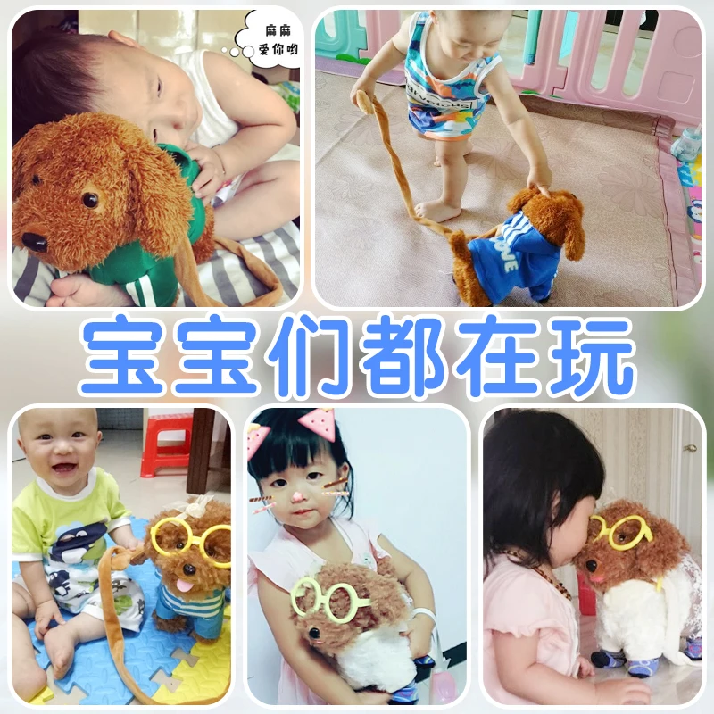 Brinquedos de Música Eletrônicos para Crianças Trela Elétrica Cachorro Marinha Pelúcia Máquinas Controle Remoto Cão Brinquedos Frete Grátis 4 Cheap Animais eletrônicos