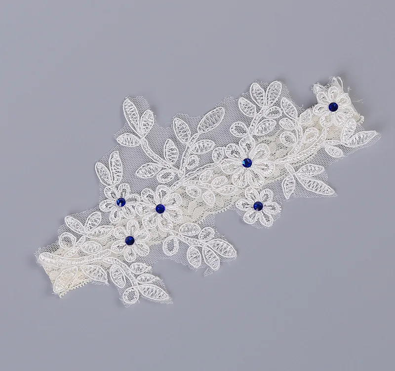 Свадебные Подвязки синий горный хрусталь Вышивка Цветок Белые пикантные Подвязки для женщин для Для женщин/женский/невесты Новые