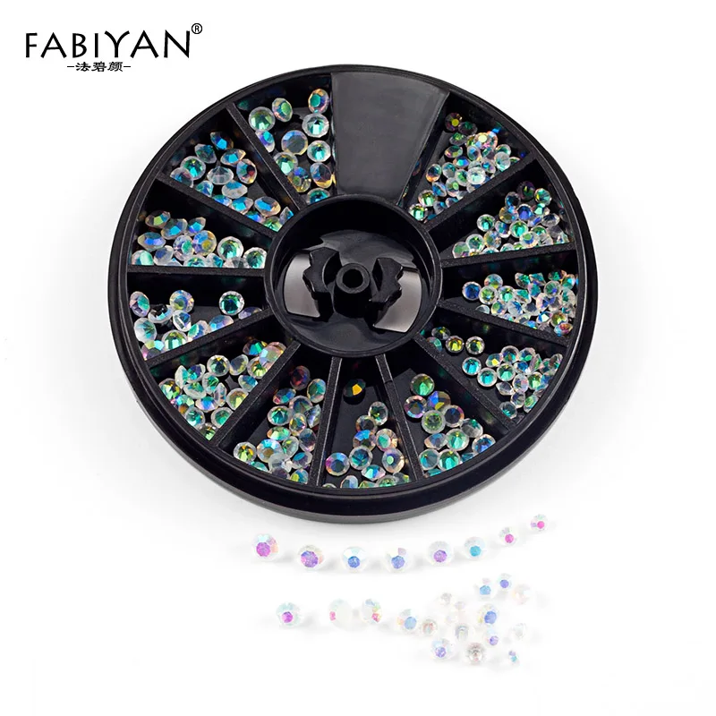 

Nail Art Wheel Round AB Rhinestones Crystal Glitter Bead Pearl 3D Tips Design Jewelry Decoration DIY Manicure Accessories Tool