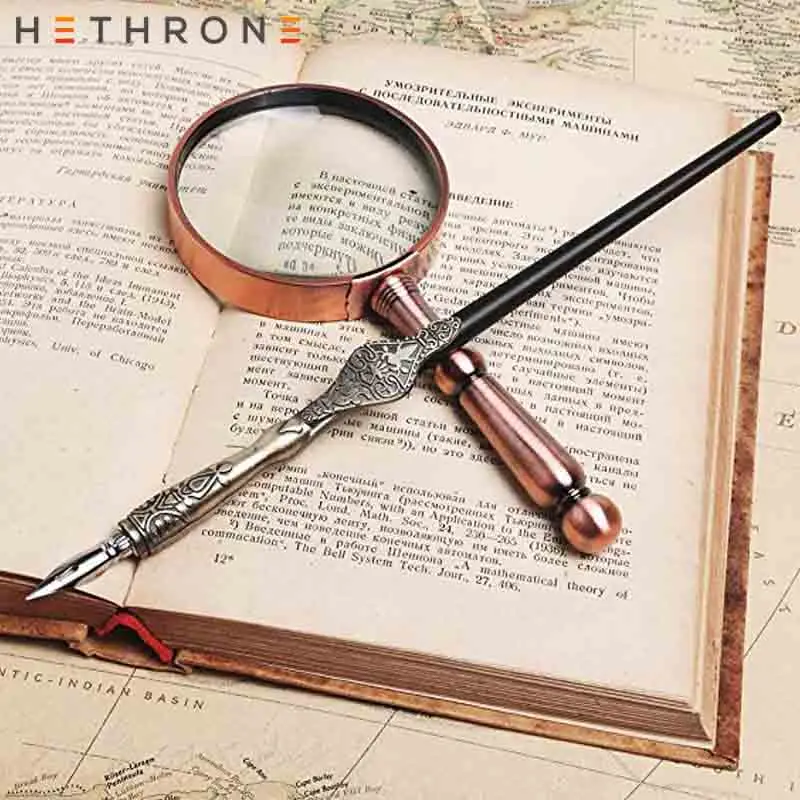Hethrone синий Винтаж инноваций ручной работы резьба по дереву Dip перо каллиграфия